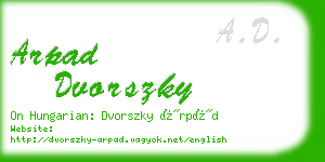 arpad dvorszky business card